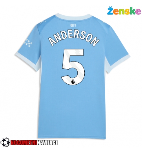 Ženske Nogometnih dresov Manchester City Elliot Anderson #5 Domači 2026-27 Kratki rokavi Ženske Nogometnih dresov Manchester City Elliot Anderson #5 Domači 2026-27 Kratki rokavi
